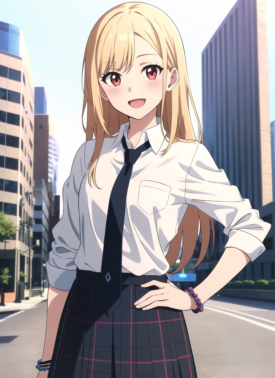 3978527723-3357242142-kitagawa marin, 1girl, _d, upper body, bead bracelet, beads, black necktie, blonde hair, blue skirt, blush, bracelet, hand on ow.png